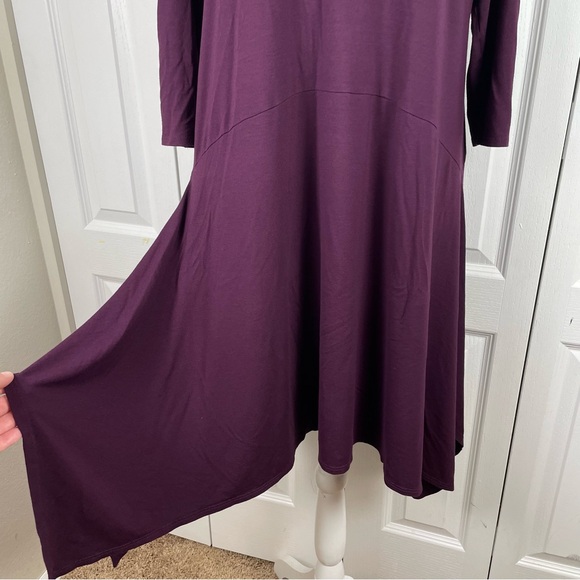 Eileen Fisher Tunic Dress Women’s L Purple Burgundy Flowy 3/4 Sleeve Relaxed Fit - Picture 4 of 15